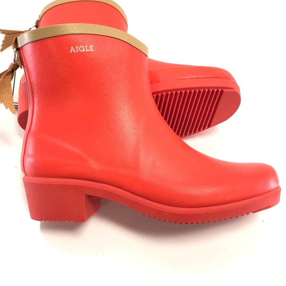 NWT Aigle "Miss Juliette Bottillon" Rain Booties in Cerise Tea - Picture 6 of 8